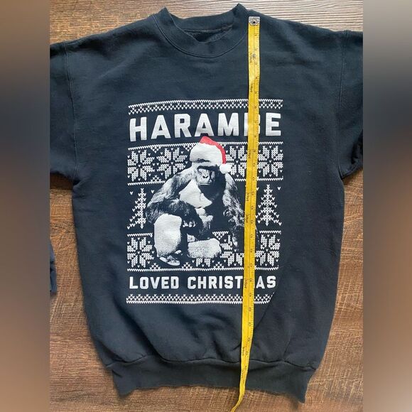 HARAMBE Christmas Sweatshirt crew sz small Gorilla novelty 2016 ugly sweater - Picture 4 of 8